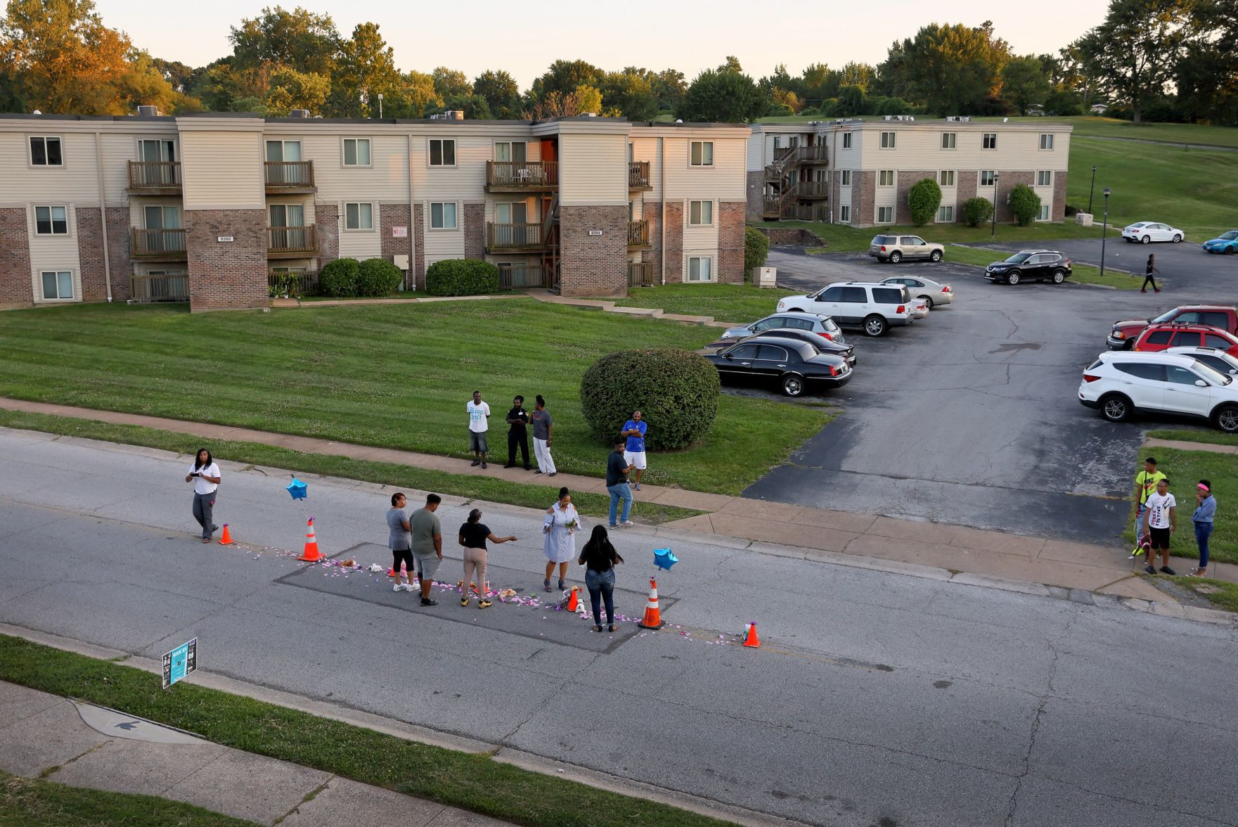Memorial to Michael Brown rebuilt on Canfield Drive in Ferguson